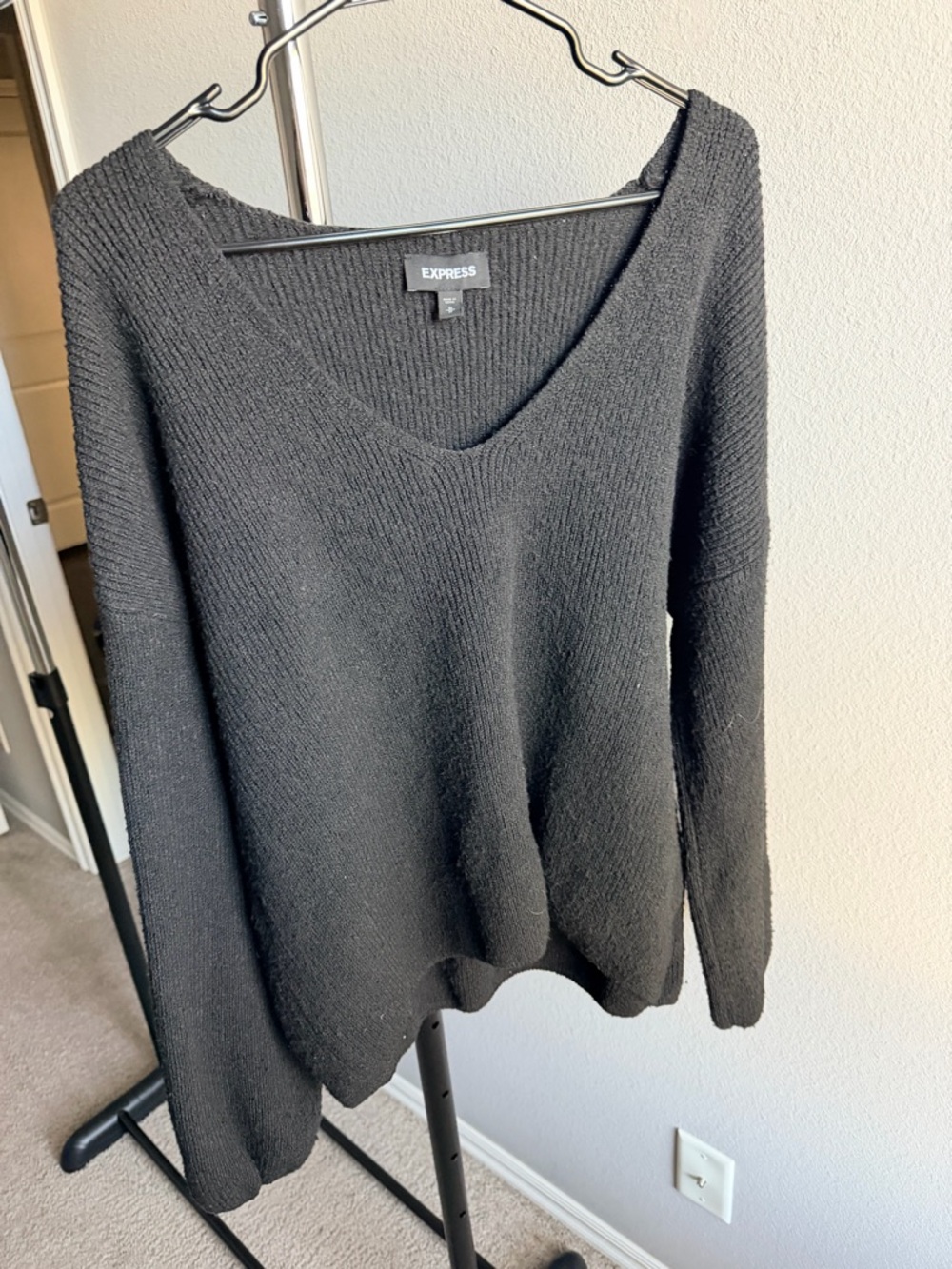 Express Black V-Neck Knit Sweater